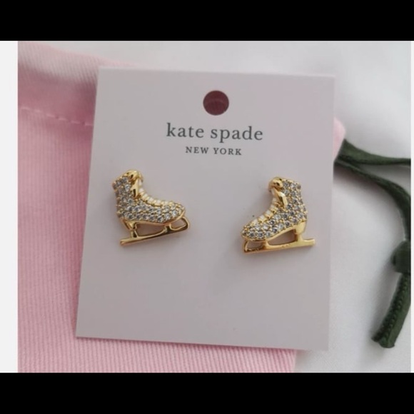 New Kate Spade Snow Day Ice Skate Stud Earrings - Picture 4 of 11